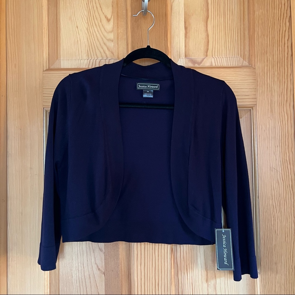 Navy shrug / coverup, NWT, Jessica Howard, size M